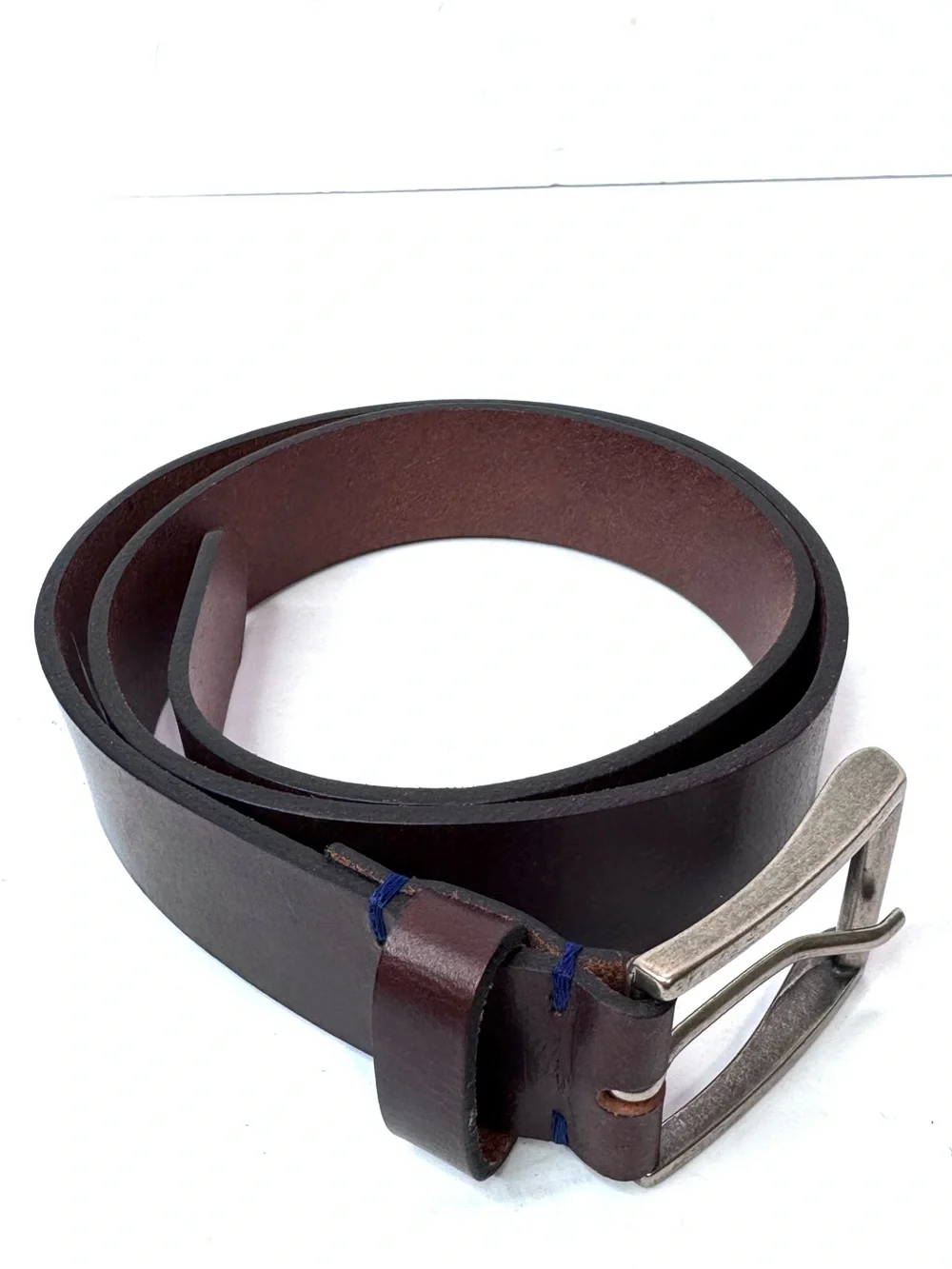 New Genuine Italian Leather Belt Made in Italy Brown Antique Brass Buckle Siz 32